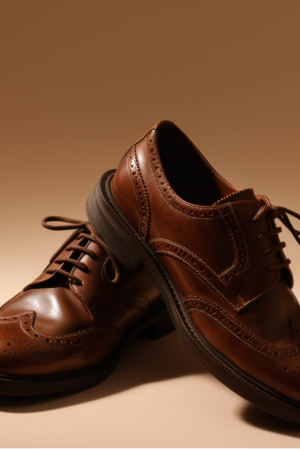 Classic Tan Leather Brogue Dress Shoes